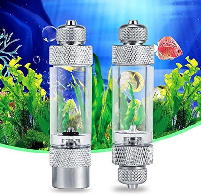 CO2 Bubble Counter, Double Head Built in Check Valve Bubble Counting Tool for Aquarium Fish Tank Aluminum Alloy Acrylic Silver 8.2 x 2cm 1 Pack