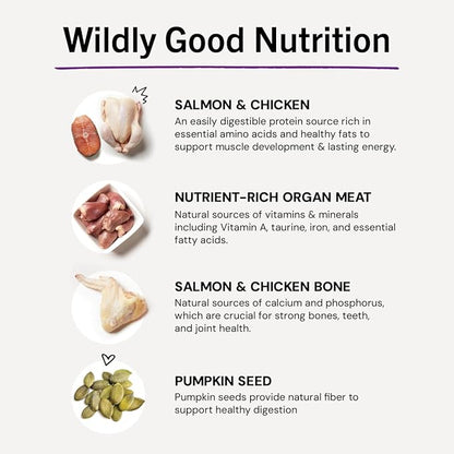 Stella & Chewy's Freeze-Dried Raw Cat Dinner Morsels - Premium Salmon & Chicken Recipe with 98% Wild-Caught & Cage-Free Protein - Natural Grain-Free Cat & Kitten Food - Made in USA - 18 oz (Pack of 2)