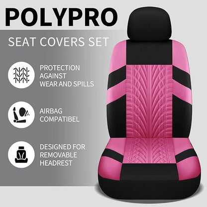 VarCozy Car Seat Covers Full Set, Front & Split Rear Bench for Car, Universal Cloth SUV, Sedan, Van, Automotive Interior Covers, Airbag Compatible