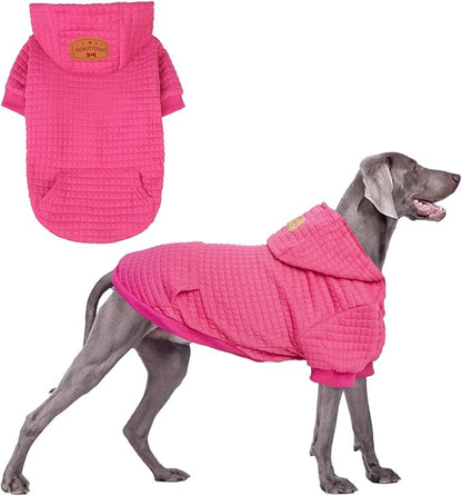 BEAUTYZOO Dog Sweaters for Large Dogs Girls Boys, Warm Winter Dog Hoodie Sweatshirt with Pocket & Leash Hole,Soft Waffle-Like Laminated Cotton Pet Clothes for Big Breeds Indoor Outdoor Cold Weather