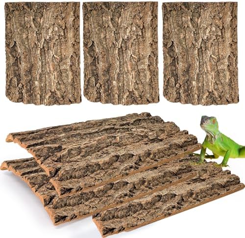 Cork Terrarium Background 11.8x7.9in 6PCS Natural Reptile Cork Bark Flats Terrarium Board Bearded Dragon Climbing Wall Mat Tank Accessories Decor for Lizard Chamelon Snake Turtle Spider Crested Gecko