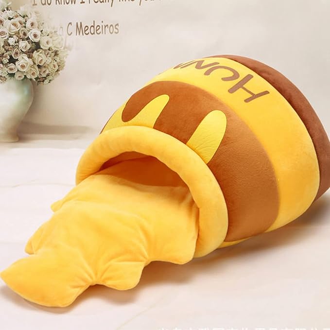 Tyenaza Cat Cave Bed, Warm Soft Removable Cushion Honey Pot Shape Cute Pet Bed House for Puppy