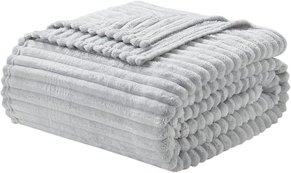 Nestl Light Grey Throw Blanket for Couch - Cozy Warm Fuzzy Blankets for Women, Plush Small Fleece Throws for Girls - Silver, 50 x 60 Inches