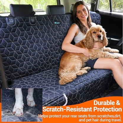 Meginc Dog Car Seat Cover for Back Seat, Waterproof Non-Slip Bench Protector for Dogs & Kids, Durable 600D Scratch Proof Seat Cover for Hair, Scratches, Travel and Daily Use in Full Size SUVs