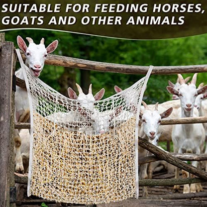 Fabbay 2 Pcs Slow Feed Hay Net for Horses, 63 x 40 Inch Hay Bag, White