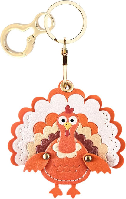 BORKUANA Leather Keychain Holder Case Compatible with AirTag,Cute Protective Cover with Keyring
