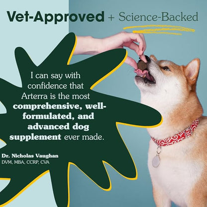 Arterra Longevity Multivitamin for Dogs – 50% Active Ingredients – Vet-Formulated Daily Soft Chews for Gut, Brain, Joint & Immune Health – Human-Grade Supplement | 60 Count