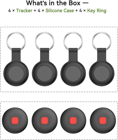 Bluetooth Dog Tracker Tag, Pet Tracker for Dogs with Silicone Collar Holder, Works with Apple Find My & Android Find Hub, IP67 Waterproof Anti-Lost Locator