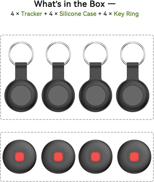 Bluetooth Dog Tracker Tag, Pet Tracker for Dogs with Silicone Collar Holder, Works with Apple Find My & Android Find Hub, IP67 Waterproof Anti-Lost Locator