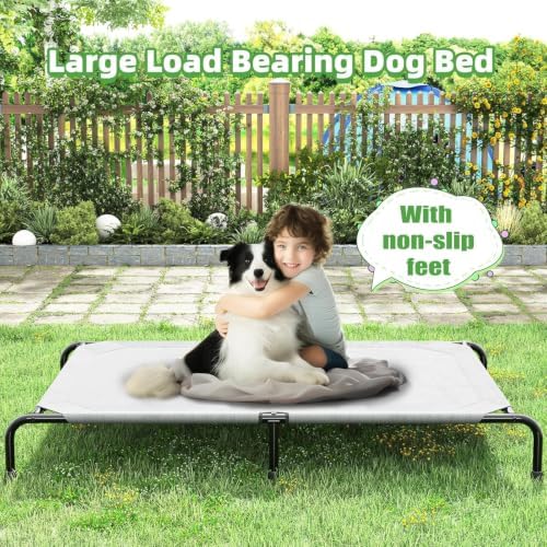 Simple Trending Raised Dog Bed for Extra Large Dogs, XL Dog Cot, Grey