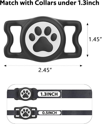 IP68 Waterproof Dog AirTag Holder for Dog Collar, Soft, Stretchy Silicone | Full-Body Protection, Easy Tool-Free Installation, Quiet, No-Dangle Fit, Lightweight, Fits Dog & Cat Collars of All Widths