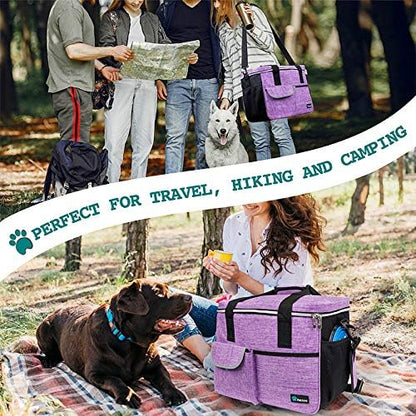 PetAmi Dog Travel Bag Organizer, Pet Supplies Diaper Tote, Purple Medium