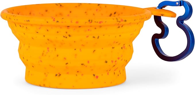 The Dodo Collapsible Dog Bowl, Yellow; Travel Dog Bowl That Folds Flat and Clips with Carabiner for Easy Storage and Carry