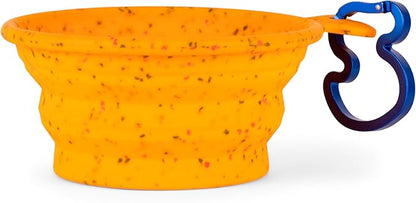 The Dodo Collapsible Dog Bowl, Yellow; Travel Dog Bowl That Folds Flat and Clips with Carabiner for Easy Storage and Carry