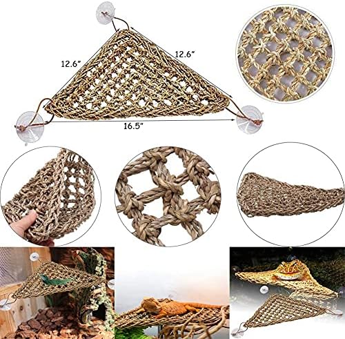 kathson Bearded Dragon Hammock Reptile Lounger Reptiles Plants Hanging Fake Vines Boston Climbing Terrarium Plant Lizard Tank Accessories Flexible Leaves Decor for Chameleon Gecko Snakes