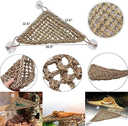 kathson Bearded Dragon Hammock Reptile Lounger Reptiles Plants Hanging Fake Vines Boston Climbing Terrarium Plant Lizard Tank Accessories Flexible Leaves Decor for Chameleon Gecko Snakes