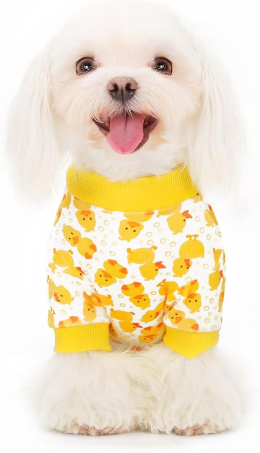 Paiaite Dog Pajamas Onesie: Comfortable Four-Legged Apparel for Small, Medium, & Large Dogs, Polyester Material for Comfort, Wrinkle Resistance, Moisture Wicking, Stretchiness Cartoon Duck M