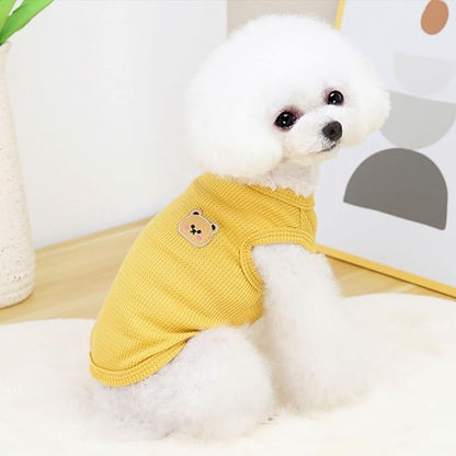 Cotton Dog & Cat Shirt Summer Lightweight Pet T-Shirts Soft Breathable Stretchy Tee Shirt Sleeveless Vest Dog Apparel for Medium Small Dog Clothes, 2PCS Yellow&Pink
