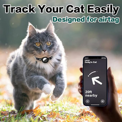 Airtag Cat Collar Breakaway, Cat Collar with Air Tag Holder(Green) | Safety Breakaway Buckle, Reflective Strip, Lightweight, Bell, 0.4 Inches in Width, Adjustable Size to Fit Different Cats