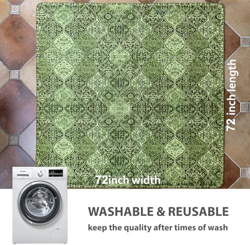 nunubaby 2PACK Washable Pee Pads for Dogs, Stylish, Non-Slip and Leak-Proof Pee Pads. Reusable Potty Pads for Dogs for Crates and Floors.(Green/Multi,72" x72" )