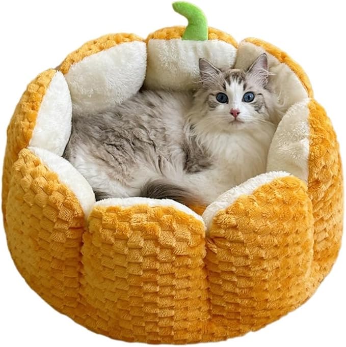 Pumpkin Cat Bed Large Capacity Pet Mat Warm Cat and Dog Bed Four Seasons Universal Pet Bed Autumn and Winter Dog Mattress Suitable for Small and Medium Cats and Dogs to Sleep Soundly (S)