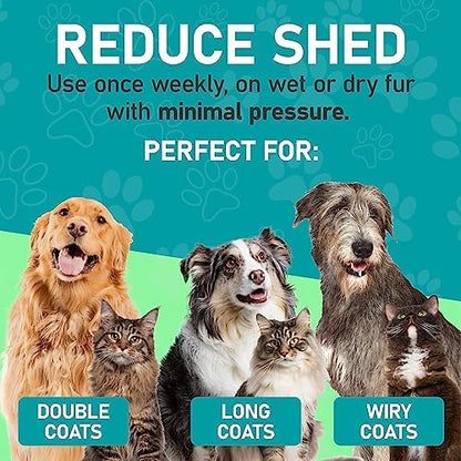 Maxpower Planet Pet Grooming Brush - Double Sided Undercoat Rake for Dogs and Cats, Extra Wide, Reduce Shedding by 95%, Grey