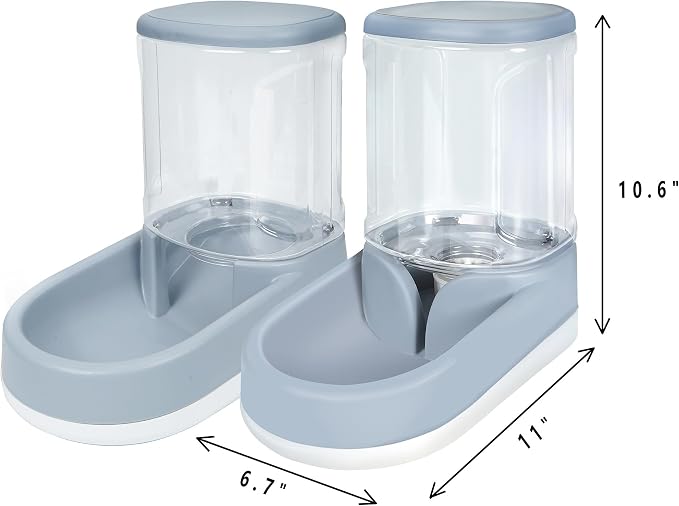 MOLOPARTY Automatic Dog Cat Feeder and Water Dispenser Gravity Food Feeder and Waterer Set with Pet Food Bowl for Small Medium Dog Puppy Kitten, Large Capacity 1 (Pet Feeder and Waterer Set)