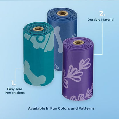 Best Pet Supplies Dog Poop Bags for Waste Refuse Cleanup, Doggy Roll Replacements for Outdoor Puppy Walking and Travel, Leak Proof and Tear Resistant, Thick Plastic - Assorted 2, 150 Bags