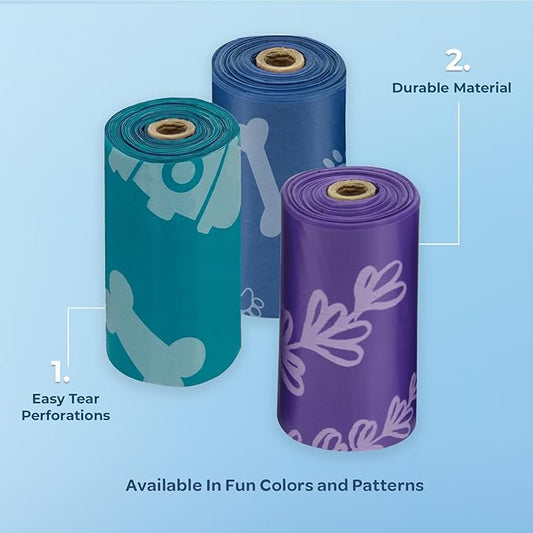 Best Pet Supplies Dog Poop Bags for Waste Refuse Cleanup, Doggy Roll Replacements for Outdoor Puppy Walking and Travel, Leak Proof and Tear Resistant, Thick Plastic - Assorted 2, 150 Bags