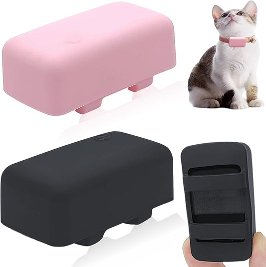 2 Pack Silicone Holder Compatible for Tractive cat Mini Tracker,Rubber Accessories Cover tag,Secure Sturdy GPS Finder Case for Dog Pet Collar (Black,Pink)