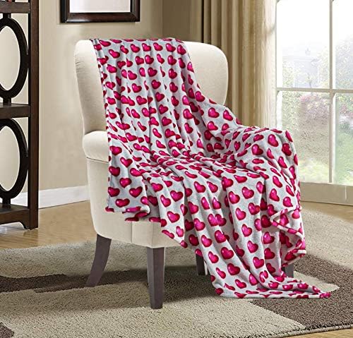 Valerian Luxury Velvet Super Soft Light Weight Blanket Prints Fleece Throw - All Year Round Home Decor, Fuzzy Warm and Cozy Throws, Couch and Gift, 50 x 60inch, Juliette Heart