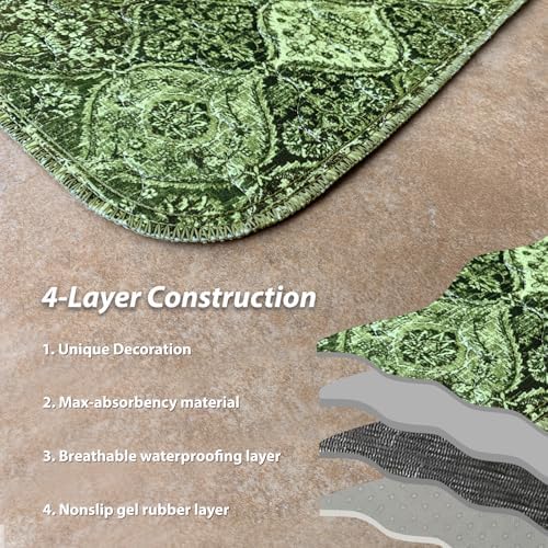 nunubaby Washable Pee Pads for Dogs, Stylish, Non-Slip and Leak-Proof Pee Pads. Reusable Potty Pads for Dogs for Crates and Floors.(Green/Multi,54" x54" )