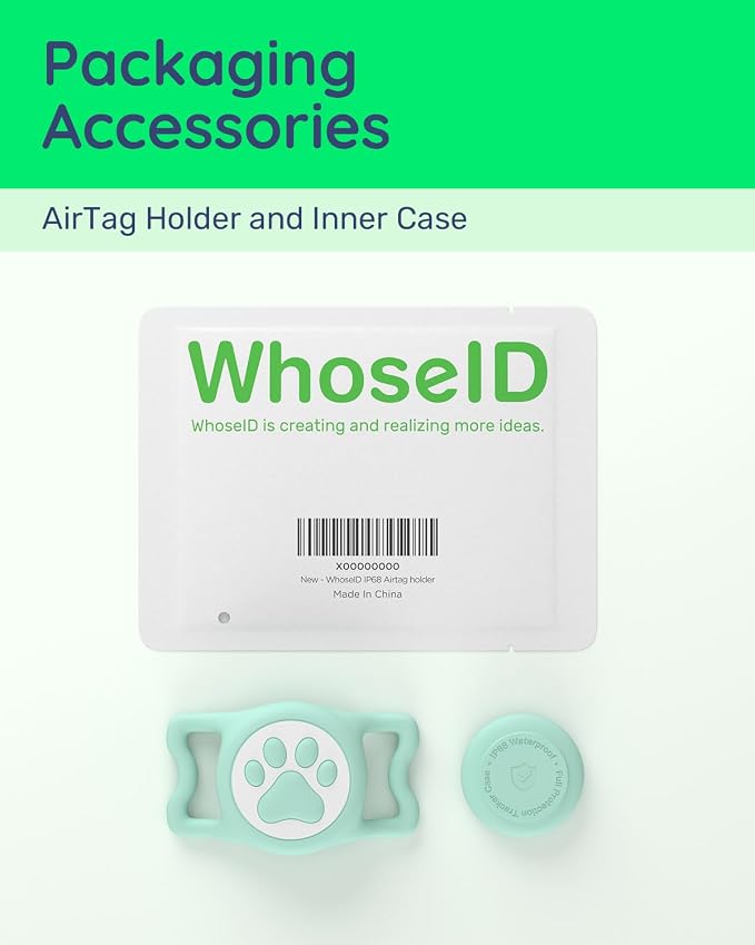 IP68 Waterproof Dog AirTag Holder for Dog Collar, Soft, Stretchy Silicone | Full-Body Protection, Easy Tool-Free Installation, Quiet, No-Dangle Fit, Lightweight, Fits Dog & Cat Collars of All Widths