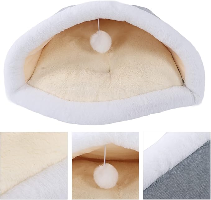 Cat Sleeping Bag Semi Closed Plush Soft, Mint Green, 15.7x20.5 Inch - Washable, Multifunctional Pet Bed, Ideal for Indoor Cats and Puppies (Cat Litter-Gentleman Gray)