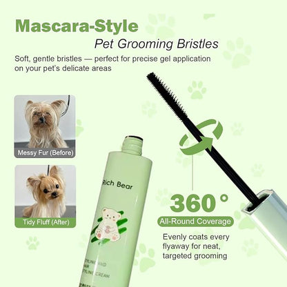 Dog Facial Hair Styling Gel – Gentle Grooming for Eyes & Nose Flyaways, No Alcohol Formula for Small Long-Haired Dogs & Cats, for Daily Use & Styling, 1.06 oz (2in1 1.06 oz+Stain Comb)