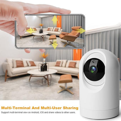 Indoor Security Camera Wireless, 2K Smart Home IP Camera 2.4G/5G Dual-Band WiFi Connection, Two-Way Audio, AI Human Motion Detection, Night Vision, App Remote Control - White (QC21S)