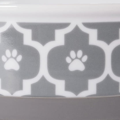 Bone Dry Lattice Collection Pet Bowl & Canister, Single Dish, Small 4.25x2", Gray