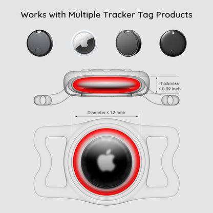 Waterproof Airtag Dog Collar Holder for Apple Air Tag, Silicone Dog Airtag Holder for Dogs & Cat Collars(Black)