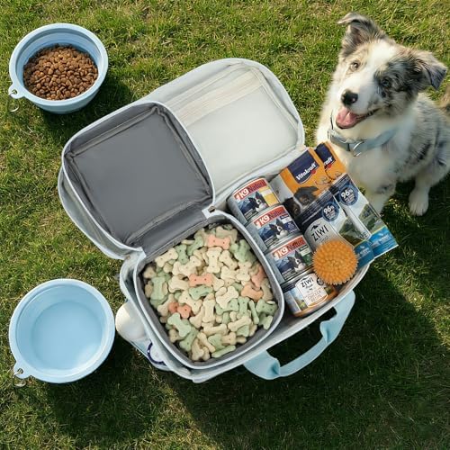 Pet Travel Bag, Large Blue Dog Carrier with Multiple Compartments and Adjustable Straps, Dog Suitcase for Weekend Camping, Pet Diaper Bag for Travelling(Blue)