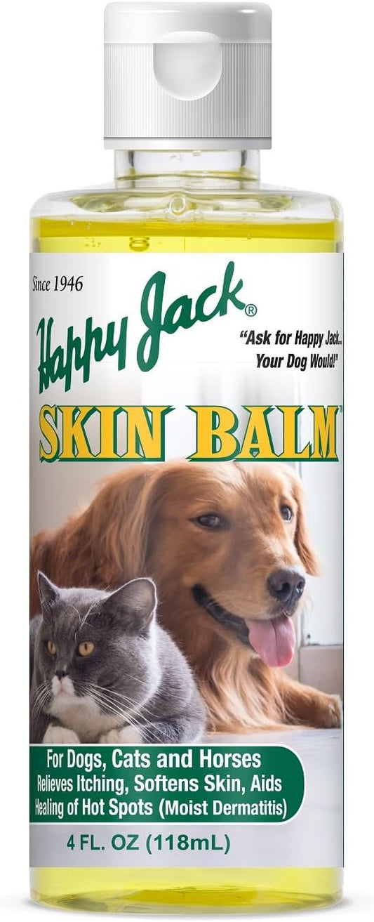 Happy Jack Skin Balm Hot Spot & Itchy Skin Relief for Dogs, Cats & Horses (4 oz), Softens, Aids Healing of Hot Spots, Fast Relief to Intense Itching, Scratching & Gnawing