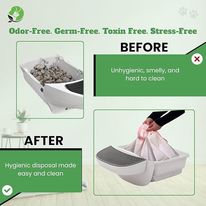 Automatic Robot Liners – 100% Compostable - Compatible with Neakasa M1 and PetPivot AutoScooper 11 Open-Top Self-Cleaning Litter Box - 27" L x 13" W – Drawstring Close – 40 Micron