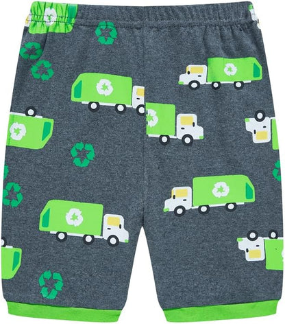 Popshion Boys Pajamas 100% Cotton Toddler Clothes Summer Pjs for Boy Planet Dinosaur Sleepwear Kids Short Sets 2-10 Years
