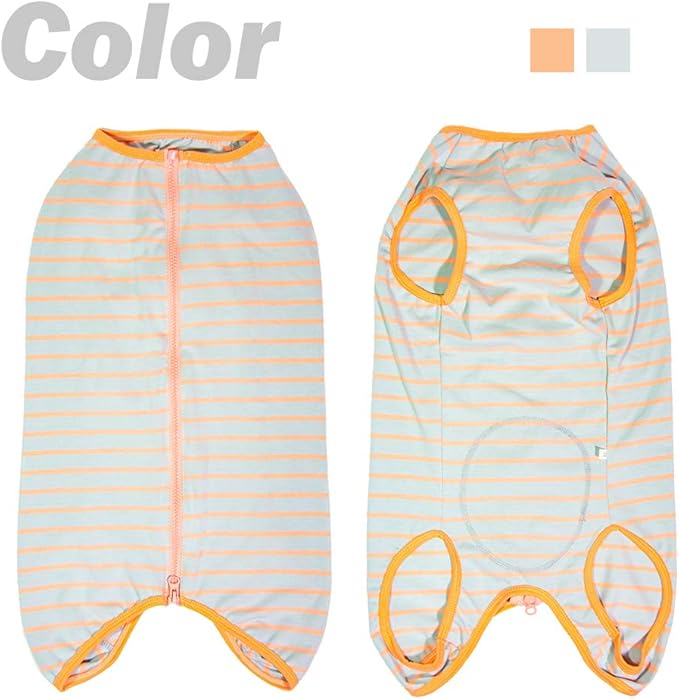 Dog’s Recovery Suit Post Surgery Shirt for Female Male Dog, E-Collar Alternative Wound Protective Clothes (Grey orange-4xl)
