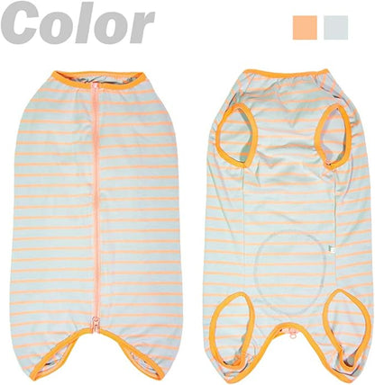 Dog’s Recovery Suit Post Surgery Shirt for Female Male Dog, E-Collar Alternative Wound Protective Clothes (Grey orange-3xl)