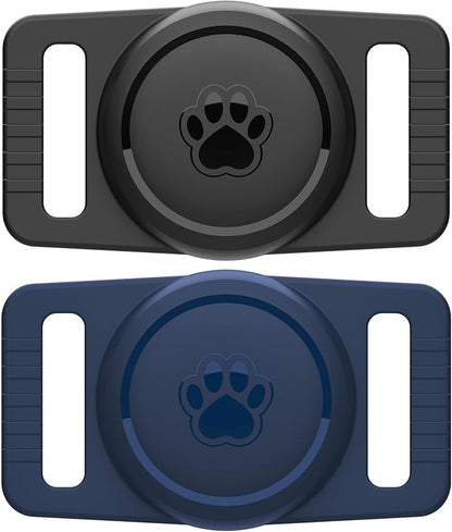 GOCII for Airtag Dog Collar Holder 2 Pack,Waterproof Dog Collar Holder for Apple AirTag(Gen 1 & 2),Silicone Air Tags Case for Dog Collars(Navy&Black)