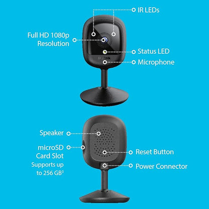 D-Link Pro Series Compact Full HD Pro Wi-Fi Camera w/Full HD 1080p Resolution, Sound & Motion Detection, 2-Way Audio, Cloud & Local Recording, Night Vision (DCS-6100LHV2)