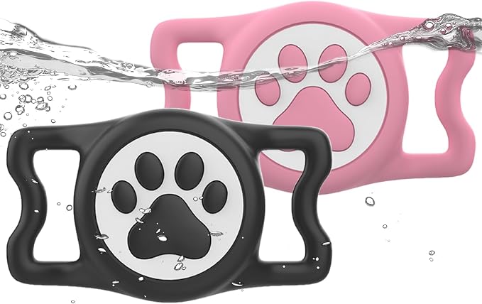 IP68 Waterproof Dog AirTag Holder for Dog Collar, Soft, Stretchy Silicone | Full-Body Protection, Easy Tool-Free Installation, Quiet, No-Dangle Fit, Lightweight, Fits Dog & Cat Collars of All Widths