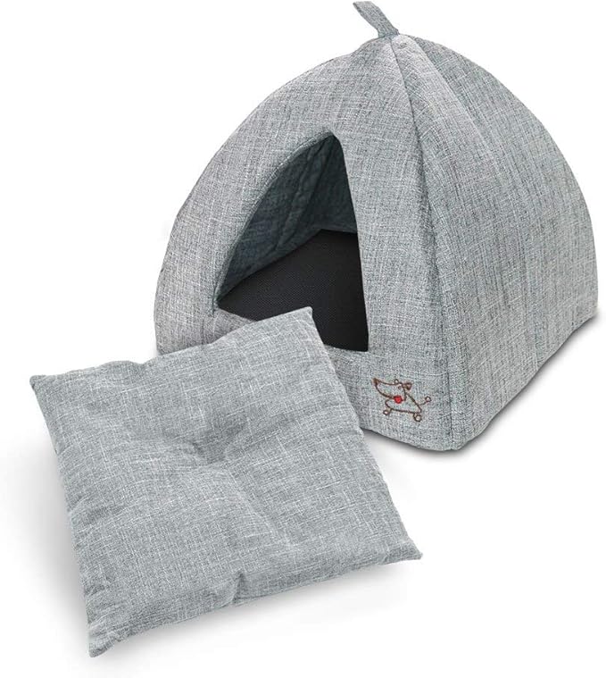 Best Pet SuppliesPet Tent-Soft Bed for Dog & Cat by Best Pet Supplies, Inc., Inc. - Gray Linen, 16" x H: 14", 16" x 16" x H:14" (TT608-M)