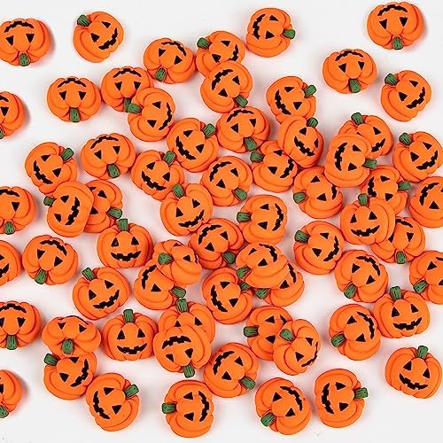 120 Pcs Halloween Resin Charms Pumpkin, DIY Mini Flatback Charms Pumpkin