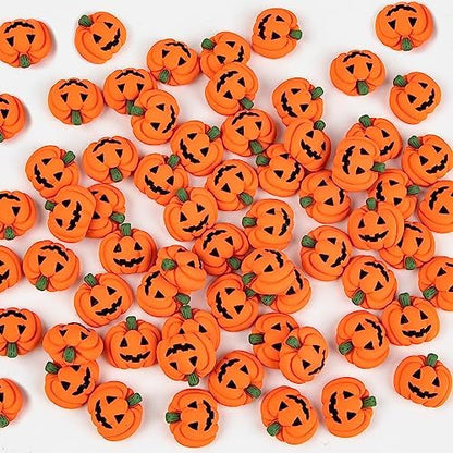 120 Pcs Halloween Resin Charms Pumpkin, DIY Mini Flatback Charms Pumpkin